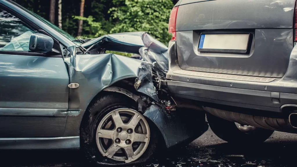 car accident front end collision damage